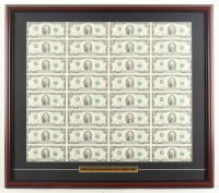 2003 U.S. $2 Dollar Bill Custom Framed Uncut Sheet Of (32) Bills at PristineAuction.com