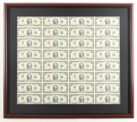 2003 U.S. $2 Dollar Bill Custom Framed Uncut Sheet Of (32) Bills at PristineAuction.com