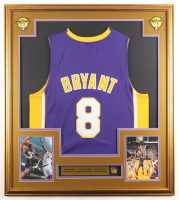 Kobe Bryant Custom Framed Jersey Display with 2000 NBA Finals Pin & Stat Plaque at PristineAuction.com