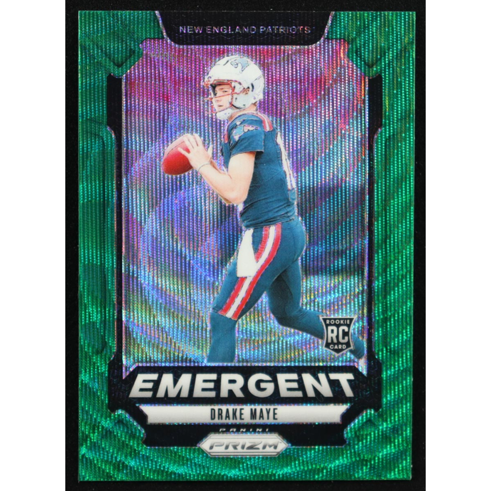 Drake Maye 2024 Panini Prizm Emergent Prizms Green Wave #4 RC at PristineAuction.com
