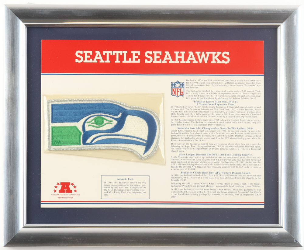 Seattle Seahawks Custom Framed Commemorative Patch Display at PristineAuction.com Seattle Seahawks Custom Framed Commemorative Patch Display at PristineAuction.com