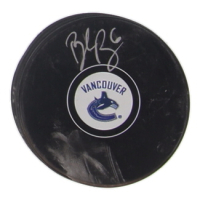 Brock Boeser Signed Canucks Logo Hockey Puck (JSA) at PristineAuction.com