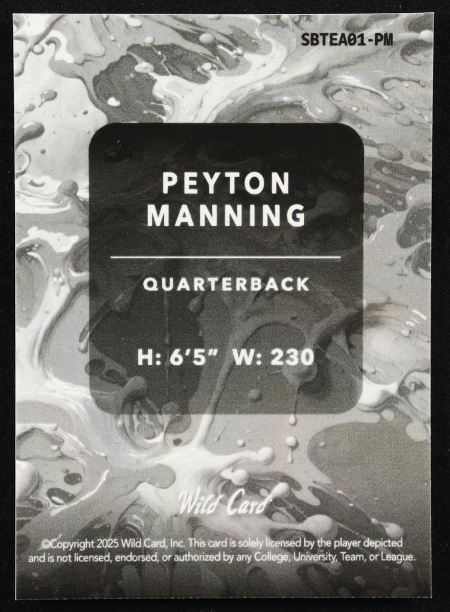 Peyton Manning 2025 Wild Card Splat Blue Sparkle #SBTEA01PM # 4/8 at PristineAuction.com Peyton Manning 2025 Wild Card Splat Blue Sparkle #SBTEA01PM # 4/8 at PristineAuction.com