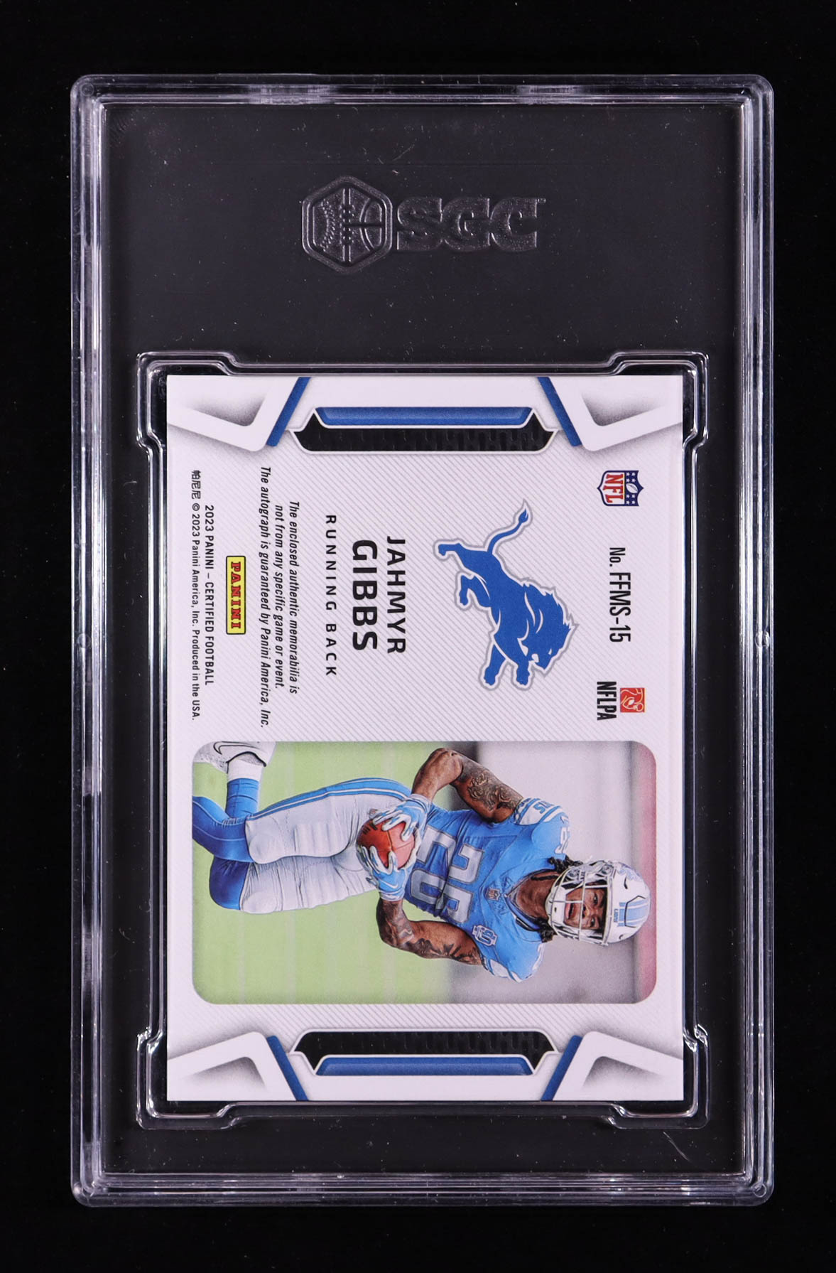 Jahmyr Gibbs 2023 Certified Freshman Fabric Mirror Signatures Blue #15 RC #43/50 (SGC 9.5 | Autograph Grade 10) at PristineAuction.com Jahmyr Gibbs 2023 Certified Freshman Fabric Mirror Signatures Blue #15 RC #43/50 (SGC 9.5 | Autograph Grade 10) at PristineAuction.com