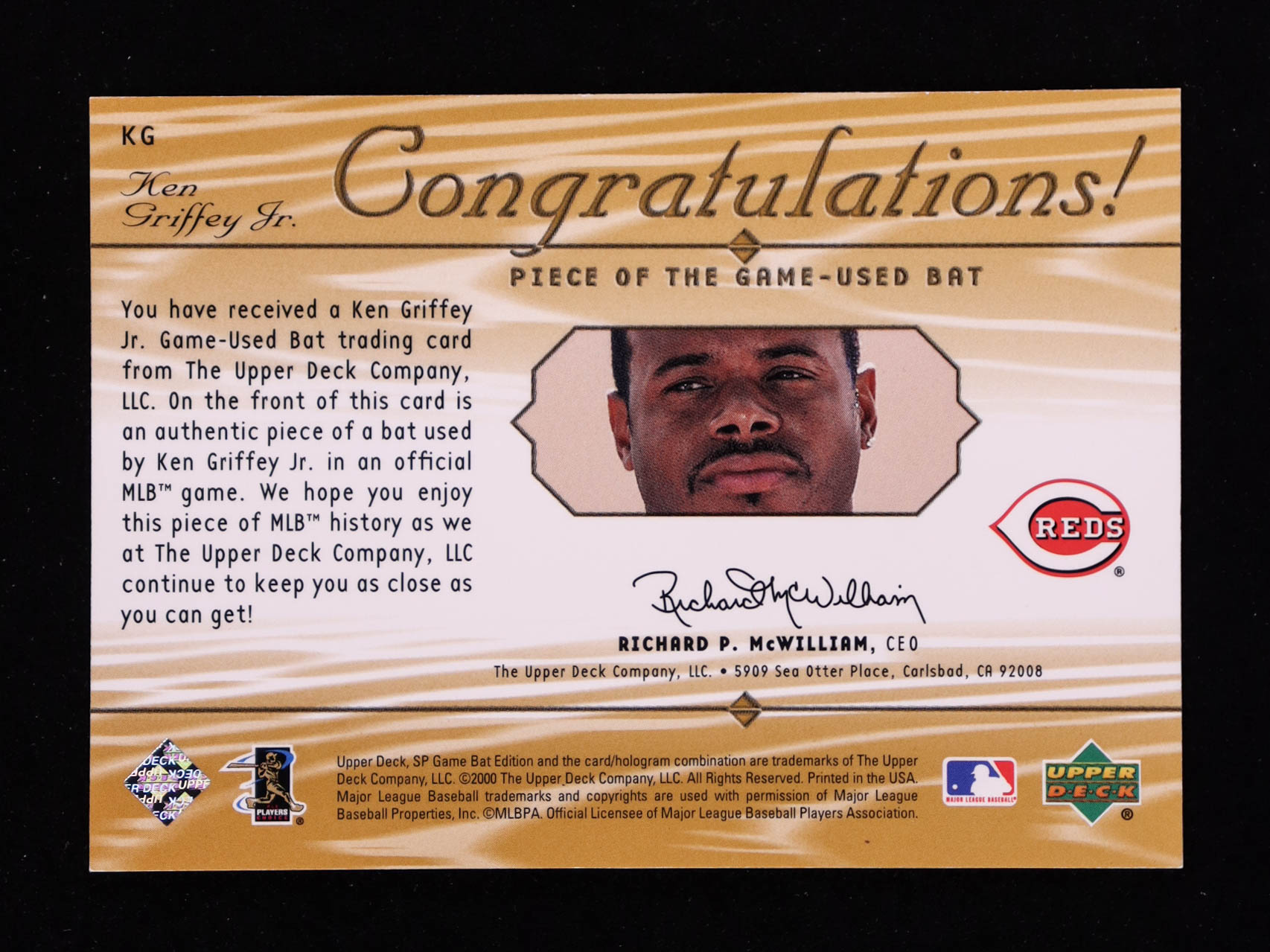 Ken Griffey Jr. 2000 Black Diamond A Piece of History #KG at PristineAuction.com Ken Griffey Jr. 2000 Black Diamond A Piece of History #KG at PristineAuction.com