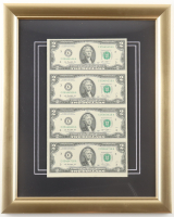 2013 U.S. $2 Dollar Bill Custom Framed Uncut Sheet Of (4) Bills at PristineAuction.com