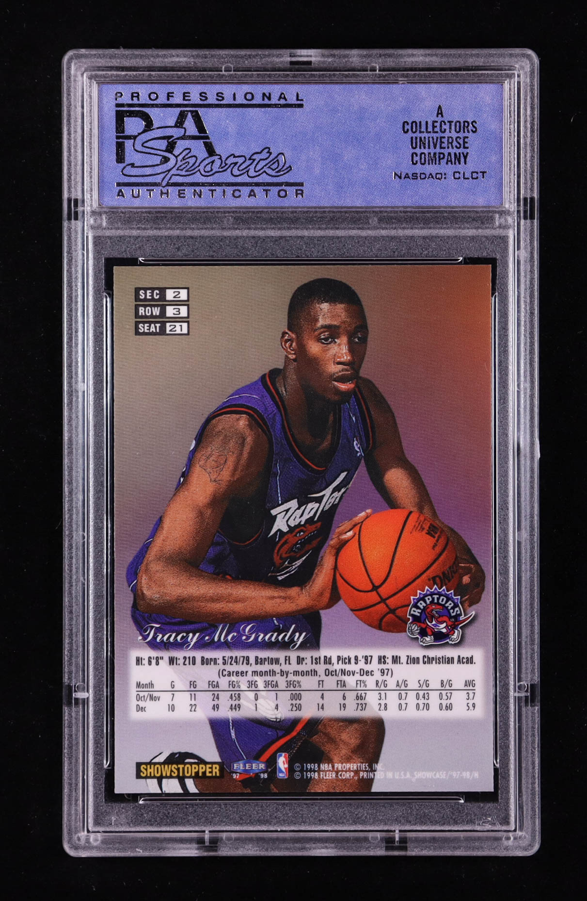 Tracy McGrady 1997-98 Flair Showcase Row 3 #21 RC (PSA 9) at PristineAuction.com Tracy McGrady 1997-98 Flair Showcase Row 3 #21 RC (PSA 9) at PristineAuction.com