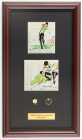 LeRoy Neiman Matching Set of (2) Tiger Woods Custom Framed Art Prints Display with (2) Masters Champion Year Pins at PristineAuction.com