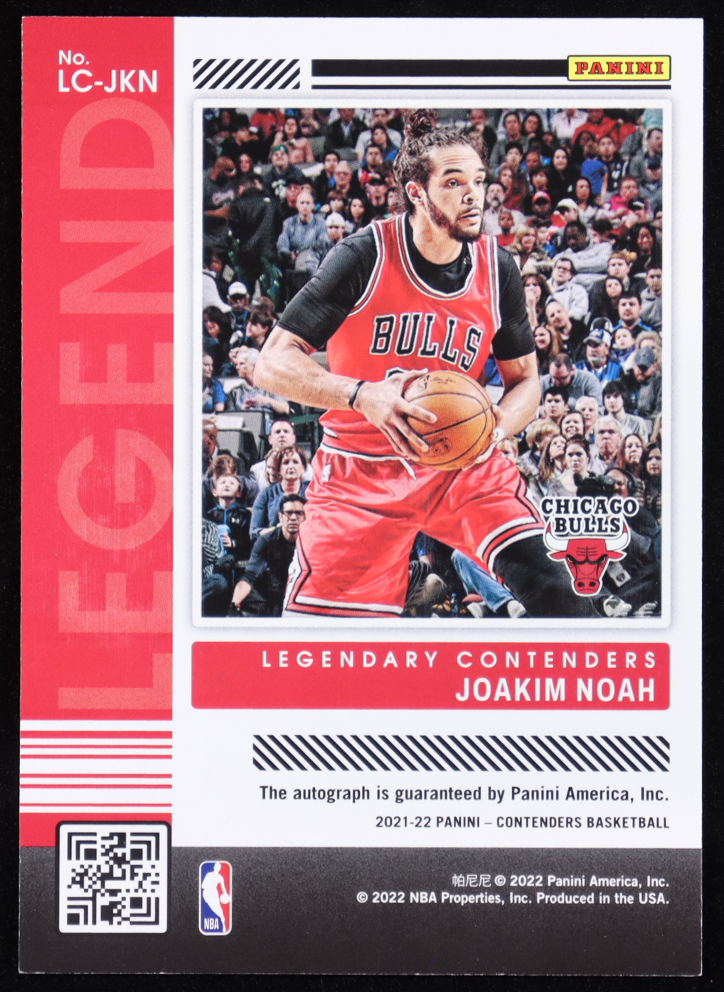 Joakim Noah 2021-22 Panini Legendary Contenders Auto #LC-JKN #102/199 at PristineAuction.com Joakim Noah 2021-22 Panini Legendary Contenders Auto #LC-JKN #102/199 at PristineAuction.com