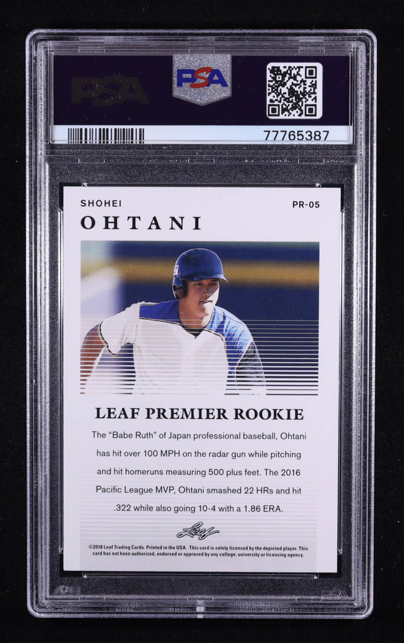 Shohei Ohtani 2018 Leaf Premier Rookies #PR05 RC (PSA 9) at PristineAuction.com Shohei Ohtani 2018 Leaf Premier Rookies #PR05 RC (PSA 9) at PristineAuction.com