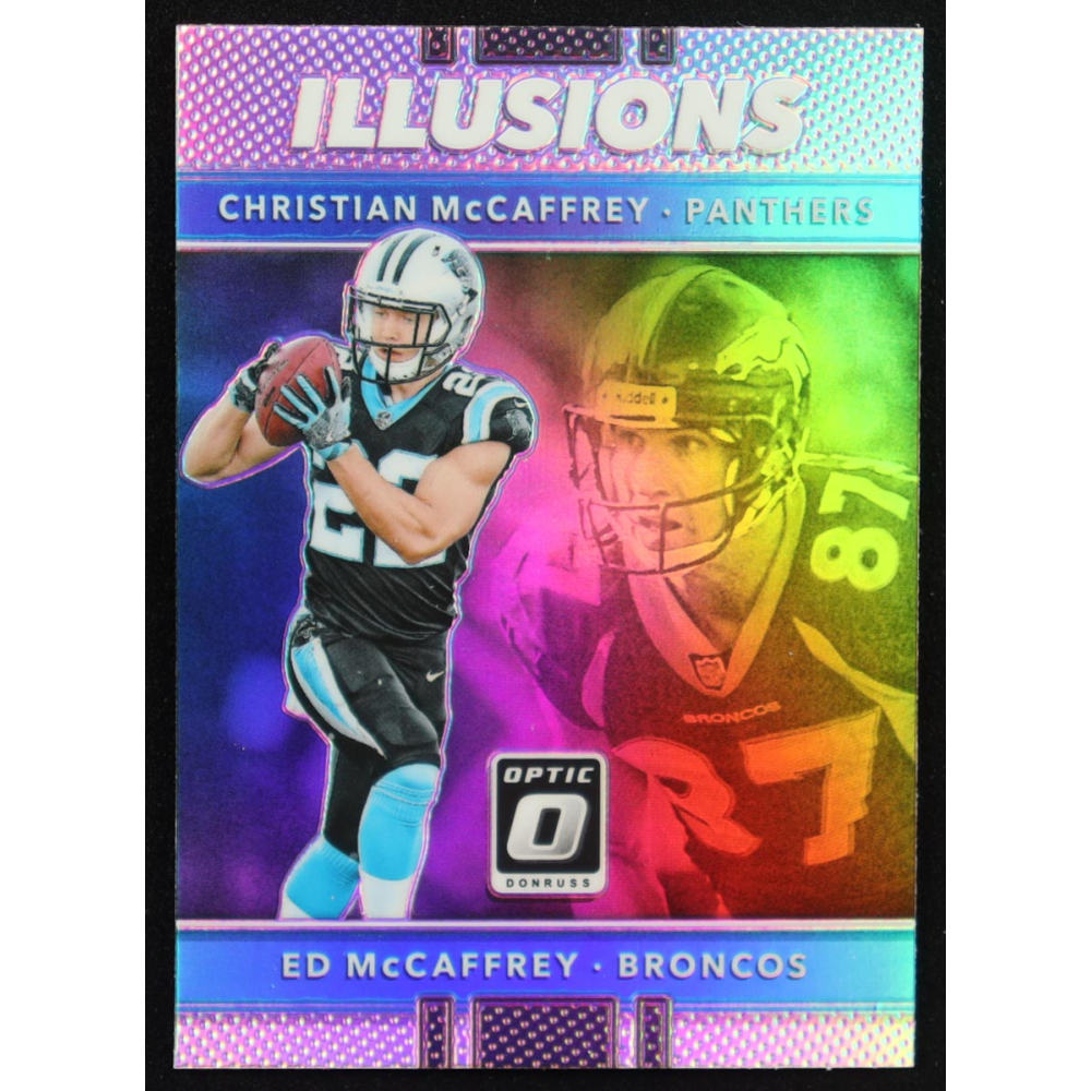 Christian McCaffrey RC / Ed McCaffrey 2017 Donruss Optic Illusions #18 at PristineAuction.com