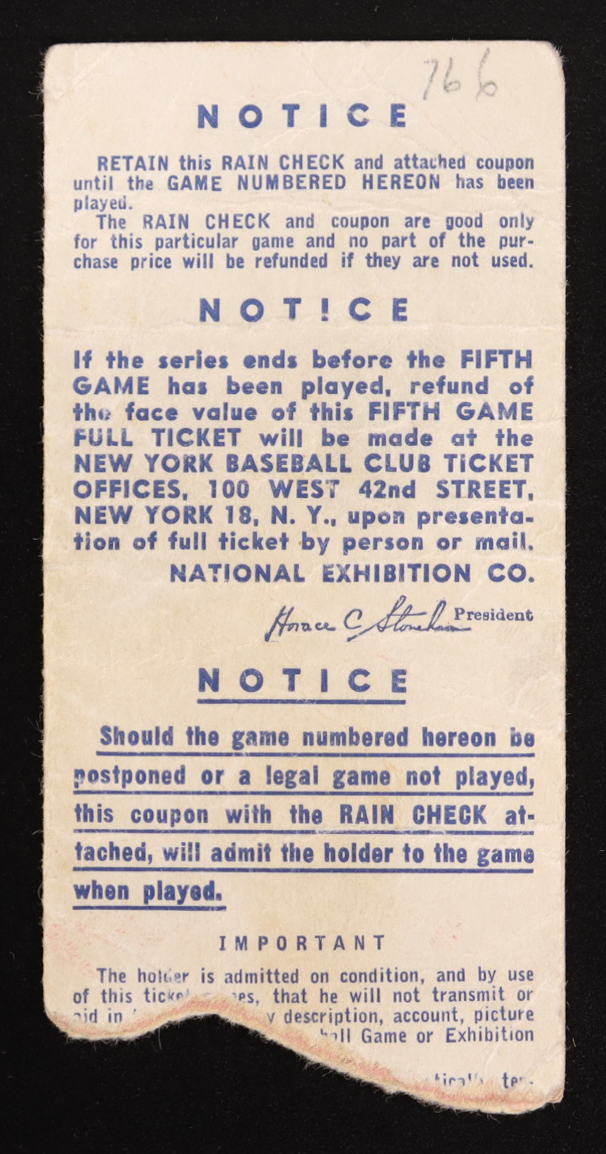 1951 World Series Game 5 Ticket Stub at PristineAuction.com 1951 World Series Game 5 Ticket Stub at PristineAuction.com