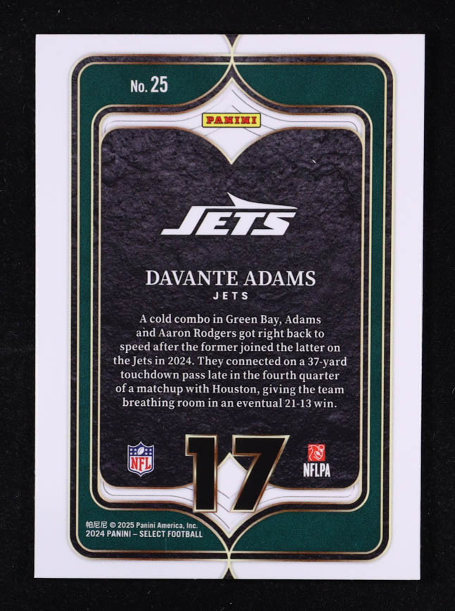 Davante Adams 2024 Select Select Numbers #25 at PristineAuction.com Davante Adams 2024 Select Select Numbers #25 at PristineAuction.com