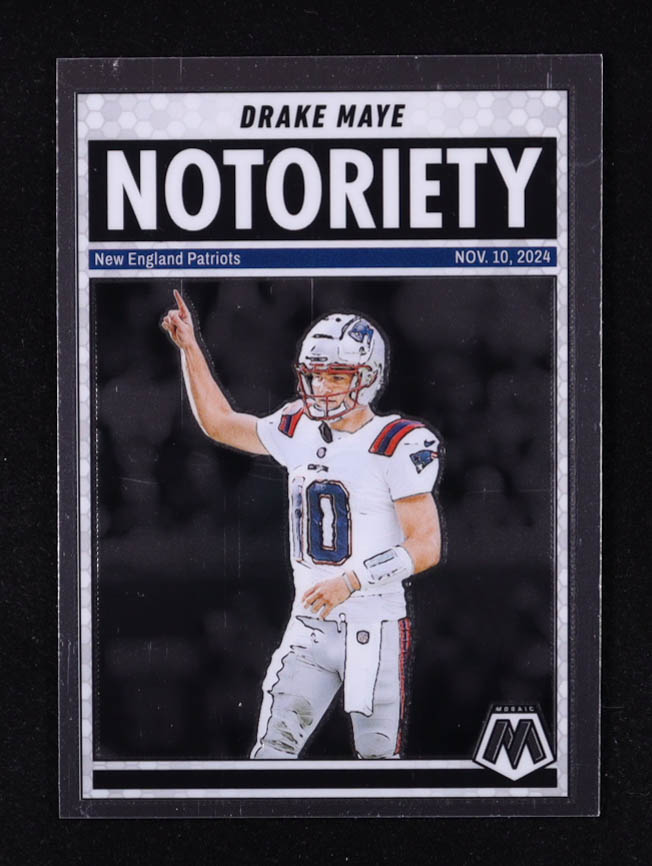 Drake Maye 2025 Panini Mosaic Notoriety #3 at PristineAuction.com Drake Maye 2025 Panini Mosaic Notoriety #3 at PristineAuction.com