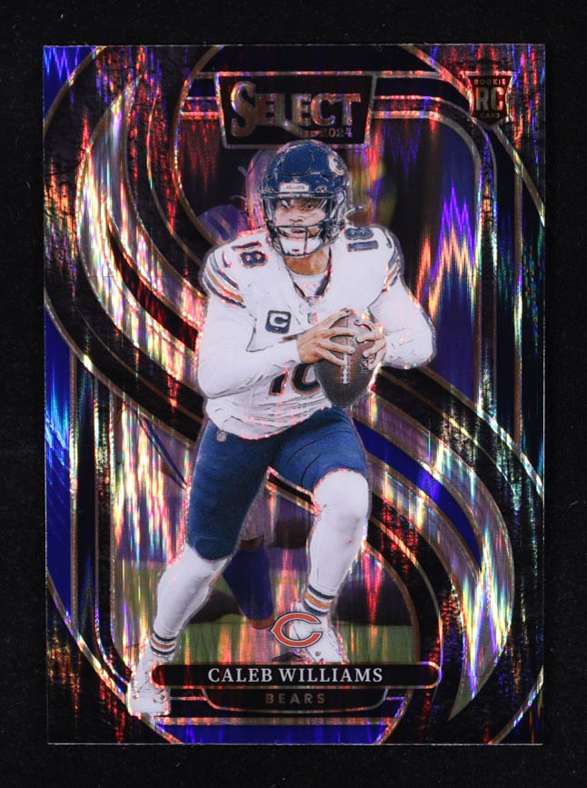 Caleb Williams 2024 Select Prizm Black and Blue Shock #114 RC at PristineAuction.com Caleb Williams 2024 Select Prizm Black and Blue Shock #114 RC at PristineAuction.com