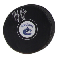 Brock Boeser Signed Canucks Logo Hockey Puck (JSA) at PristineAuction.com