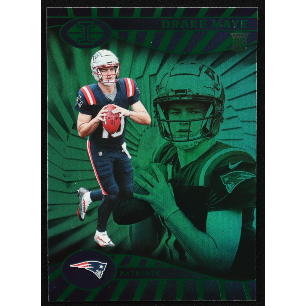 Drake Maye 2024 Panini Illusions Trophy Collection Emerald #59 RC at PristineAuction.com