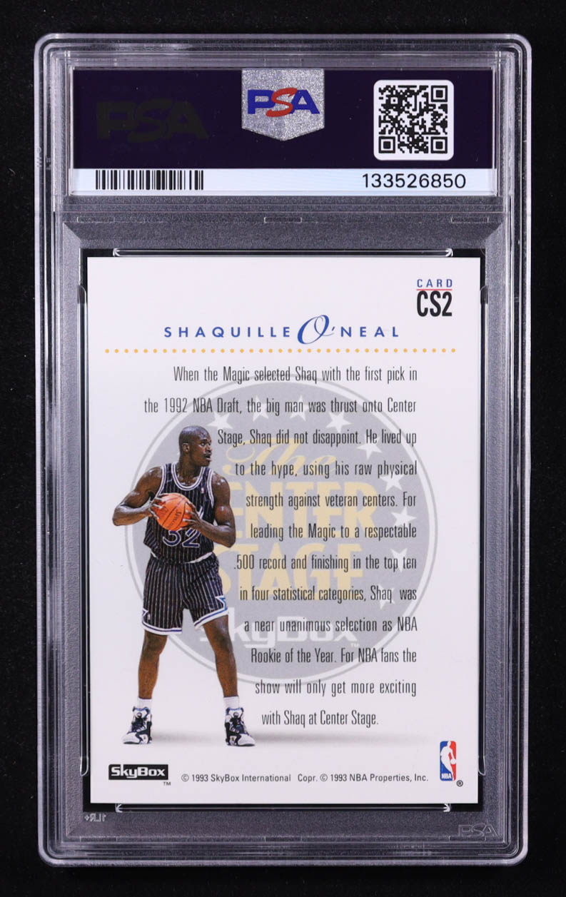 Shaquille O'Neal 1993-94 SkyBox Premium Center Stage #CS2 (PSA 9) at PristineAuction.com Shaquille O'Neal 1993-94 SkyBox Premium Center Stage #CS2 (PSA 9) at PristineAuction.com