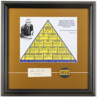 John Wooden Signed Custom Framed Cut Display with UCLA Pin Inscribed "UCLA" (JSA) at PristineAuction.com