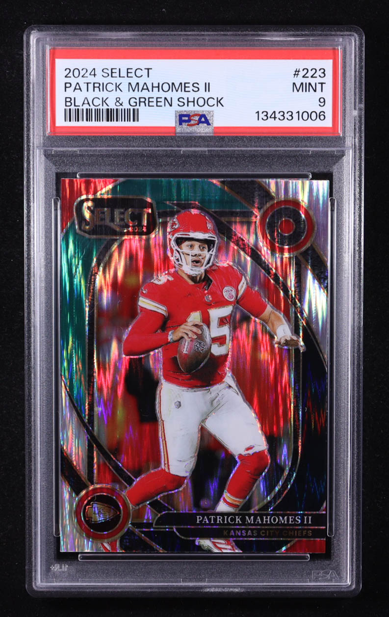 Patrick Mahomes II 2024 Select Prizm Black and Green Shock #223 (PSA 9) at PristineAuction.com Patrick Mahomes II 2024 Select Prizm Black and Green Shock #223 (PSA 9) at PristineAuction.com