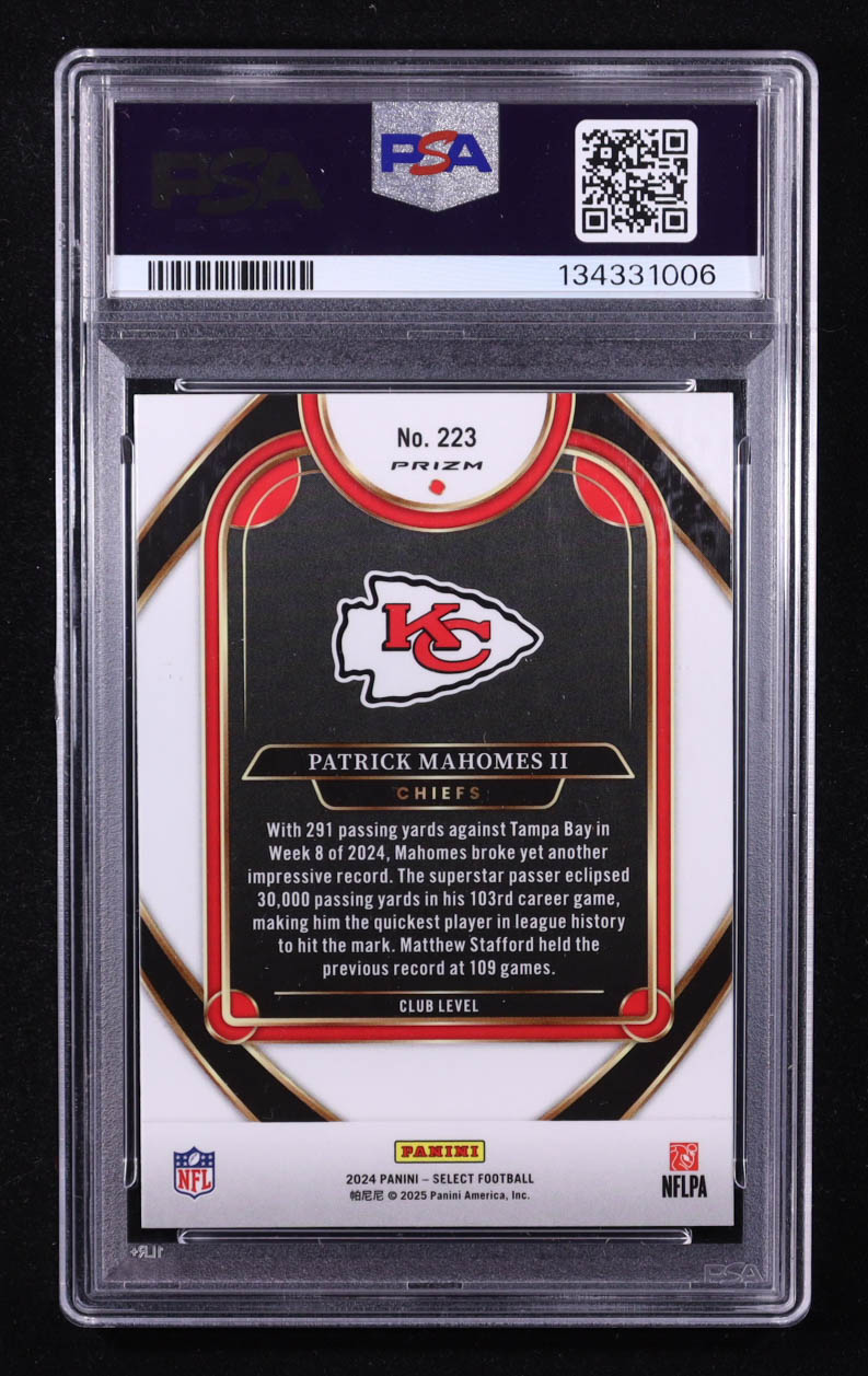 Patrick Mahomes II 2024 Select Prizm Black and Green Shock #223 (PSA 9) at PristineAuction.com Patrick Mahomes II 2024 Select Prizm Black and Green Shock #223 (PSA 9) at PristineAuction.com