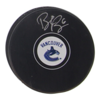 Brock Boeser Signed Canucks Logo Hockey Puck (JSA) at PristineAuction.com