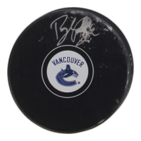 Brock Boeser Signed Canucks Logo Hockey Puck (JSA) at PristineAuction.com