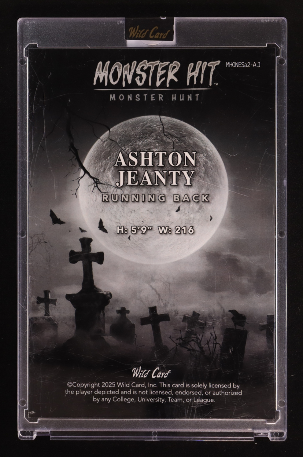 Ashton Jeanty 2025 Wild Card Monster Hunt Monster Hit Oversize Blue Frankenstein #MHONESa2AJ #1/1 RC at PristineAuction.com Ashton Jeanty 2025 Wild Card Monster Hunt Monster Hit Oversize Blue Frankenstein #MHONESa2AJ #1/1 RC at PristineAuction.com