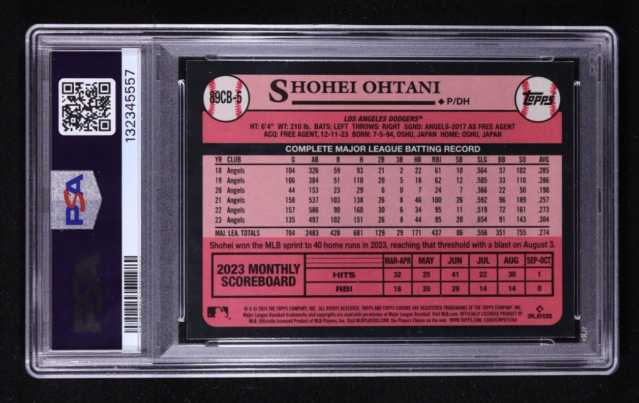 Shohei Ohtani 2024 Topps Chrome '89 Topps #89CB5 (PSA 9) at PristineAuction.com Shohei Ohtani 2024 Topps Chrome '89 Topps #89CB5 (PSA 9) at PristineAuction.com