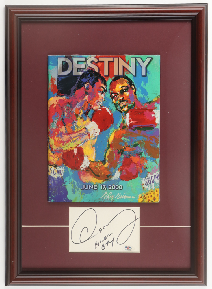 Oscar De La Hoya Signed Custom Framed Cut Display Inscribed "Golden Boy" with LeRoy Neiman Cover Boxing Program (PSA) at PristineAuction.com Oscar De La Hoya Signed Custom Framed Cut Display Inscribed "Golden Boy" with LeRoy Neiman Cover Boxing Program (PSA) at PristineAuction.com