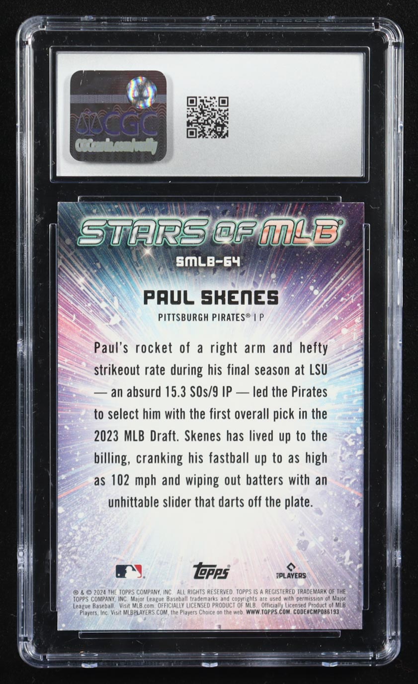 Paul Skenes 2024 Topps Stars of MLB #SMLB64 RC (CGC 10) at PristineAuction.com Paul Skenes 2024 Topps Stars of MLB #SMLB64 RC (CGC 10) at PristineAuction.com