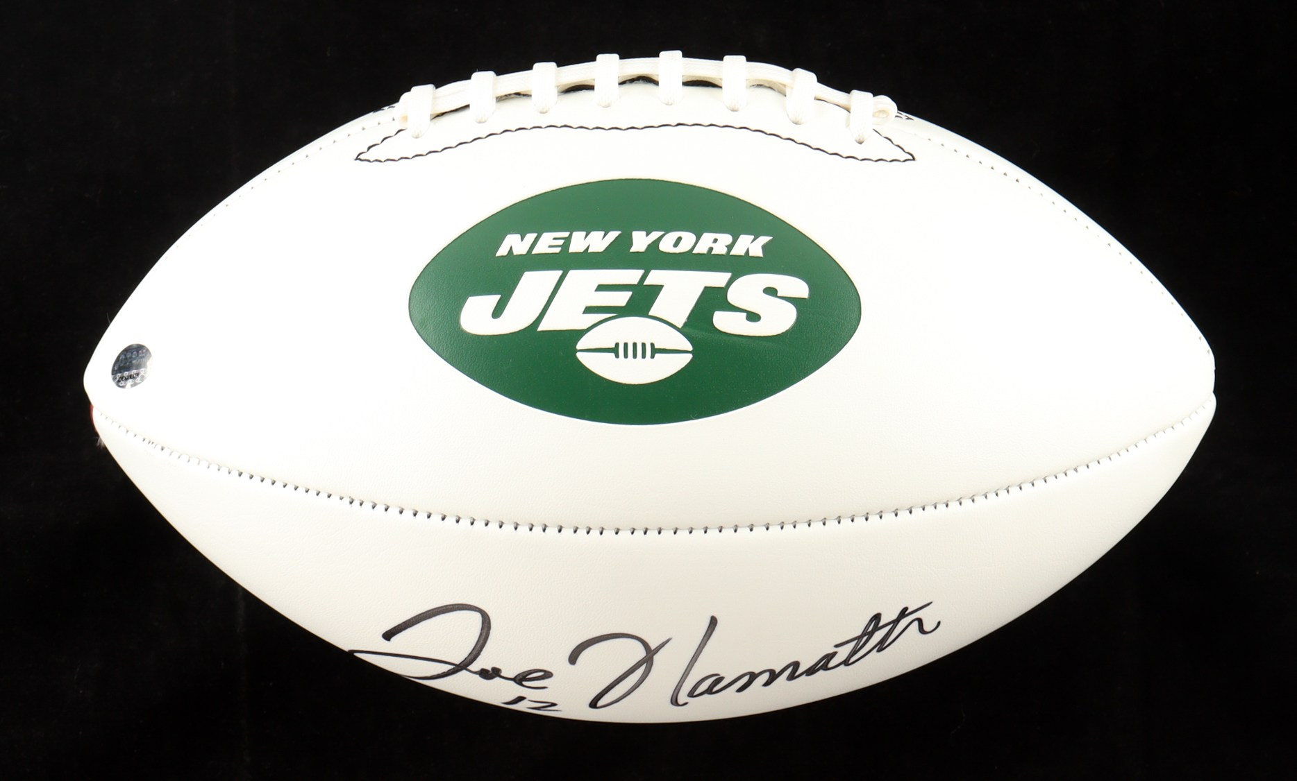 Joe Namath Signed Jets Logo Football with Display Case (GTSM) at PristineAuction.com Joe Namath Signed Jets Logo Football with Display Case (GTSM) at PristineAuction.com