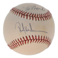Ricky Henderson & Lou Brock Signed ONL Baseball (JSA) at PristineAuction.com