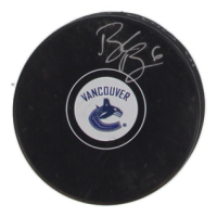 Brock Boeser Signed Canucks Logo Hockey Puck (JSA) at PristineAuction.com