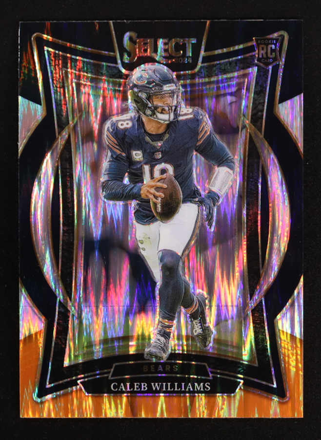 Caleb Williams 2024 Select Prizm Black and Orange Shock #25 RC at PristineAuction.com Caleb Williams 2024 Select Prizm Black and Orange Shock #25 RC at PristineAuction.com