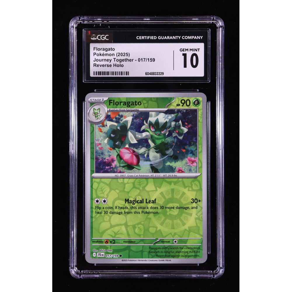 Floragato 2025 Pokemon TCG Scarlet & Violet Journey Together #017 REVERSE HOLO (CGC 10) at PristineAuction.com