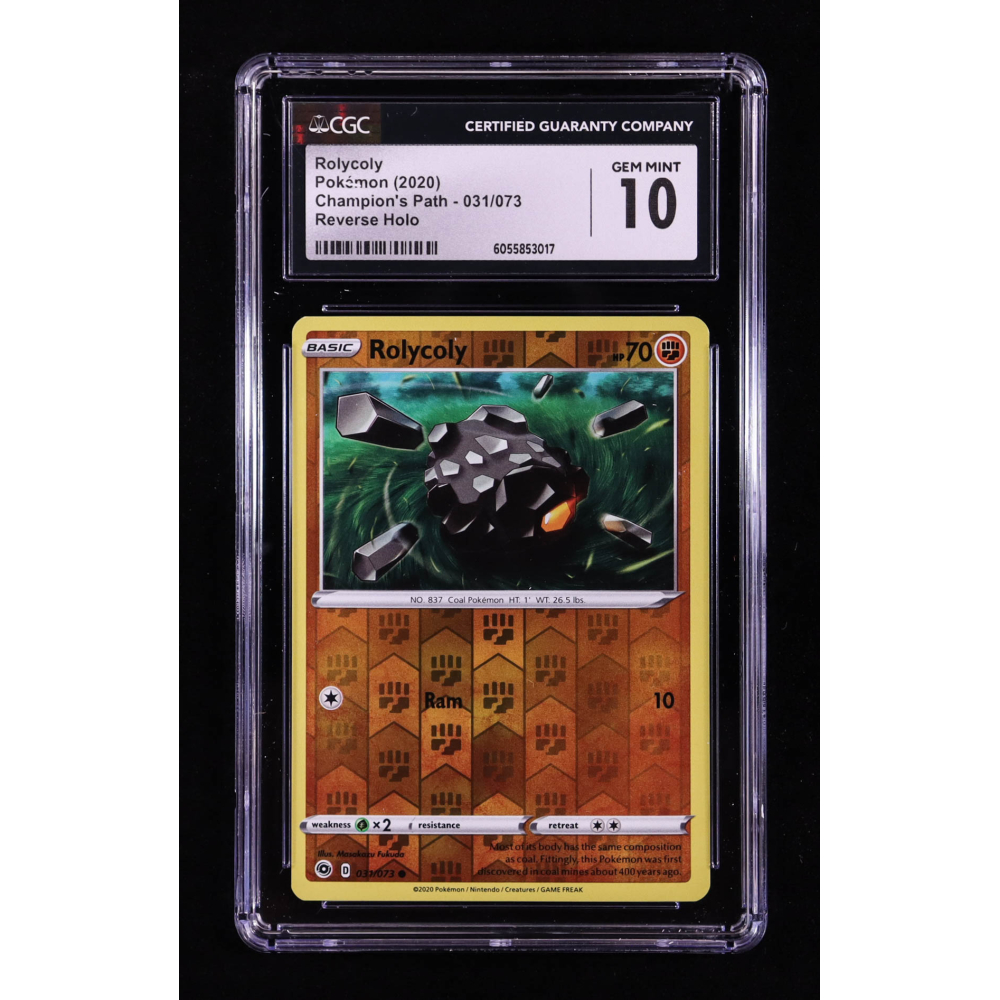 Rolycoly 2020 Pokemon TCG Sword & Shield Champion's Path #031 REVERSE HOLO (CGC 10) at PristineAuction.com