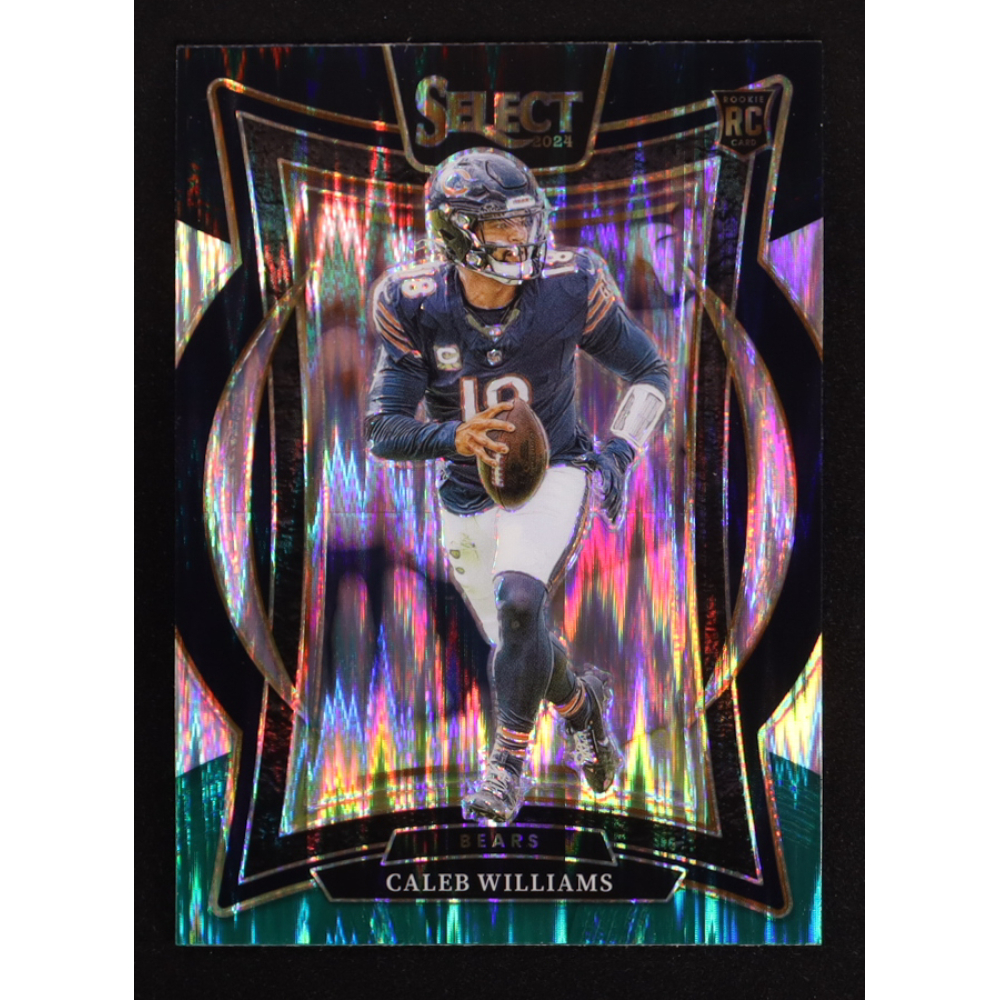 Caleb Williams 2024 Select Prizm Black and Green Shock #25 RC at PristineAuction.com