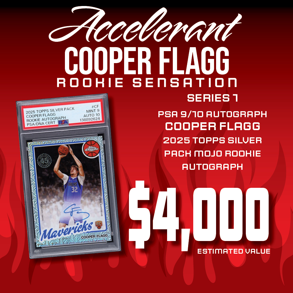 Accelerant "COOPER FLAGG DALLAS MAVERICKS ROOKIE SENSATION" Series 1 Mystery Box/Pack at PristineAuction.com Accelerant "COOPER FLAGG DALLAS MAVERICKS ROOKIE SENSATION" Series 1 Mystery Box/Pack at PristineAuction.com