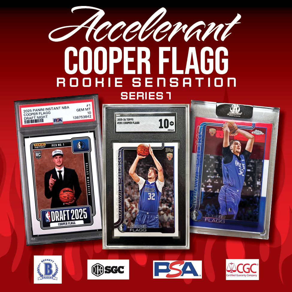 Accelerant "COOPER FLAGG DALLAS MAVERICKS ROOKIE SENSATION" Series 1 Mystery Box/Pack at PristineAuction.com Accelerant "COOPER FLAGG DALLAS MAVERICKS ROOKIE SENSATION" Series 1 Mystery Box/Pack at PristineAuction.com