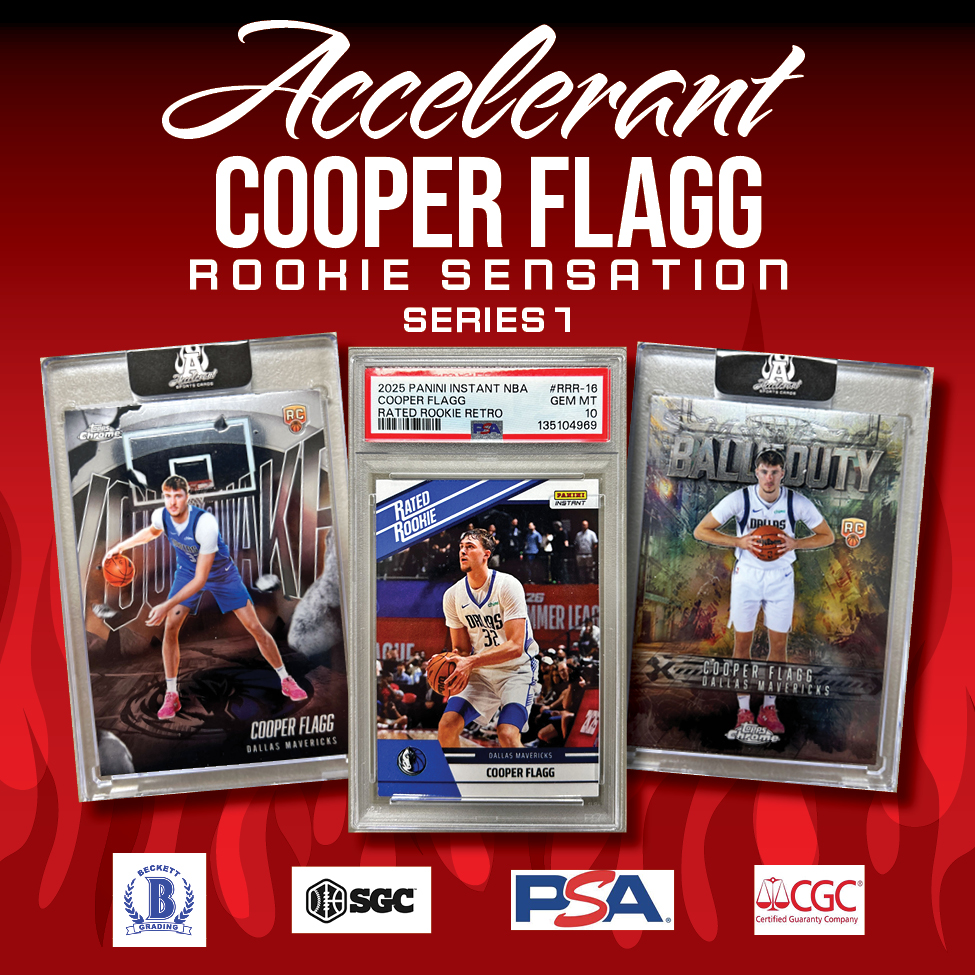 Accelerant "COOPER FLAGG DALLAS MAVERICKS ROOKIE SENSATION" Series 1 Mystery Box/Pack at PristineAuction.com Accelerant "COOPER FLAGG DALLAS MAVERICKS ROOKIE SENSATION" Series 1 Mystery Box/Pack at PristineAuction.com