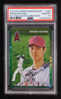 Shohei Ohtani 2023 Topps Chrome Platinum Anniversary Platinum Toile White/Green Refractors #200 #93/99 (PSA 10) at PristineAuction.com