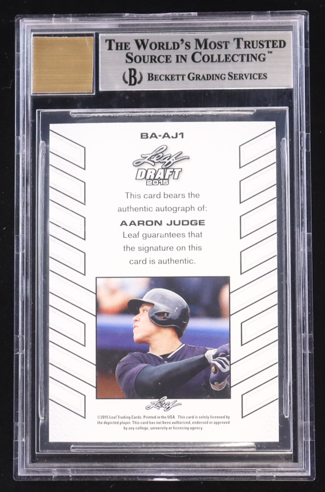 Aaron Judge 2015 Leaf Draft Autographs #BAAJ1 RC (BGS 9 | Auto Grade 10) at PristineAuction.com Aaron Judge 2015 Leaf Draft Autographs #BAAJ1 RC (BGS 9 | Auto Grade 10) at PristineAuction.com