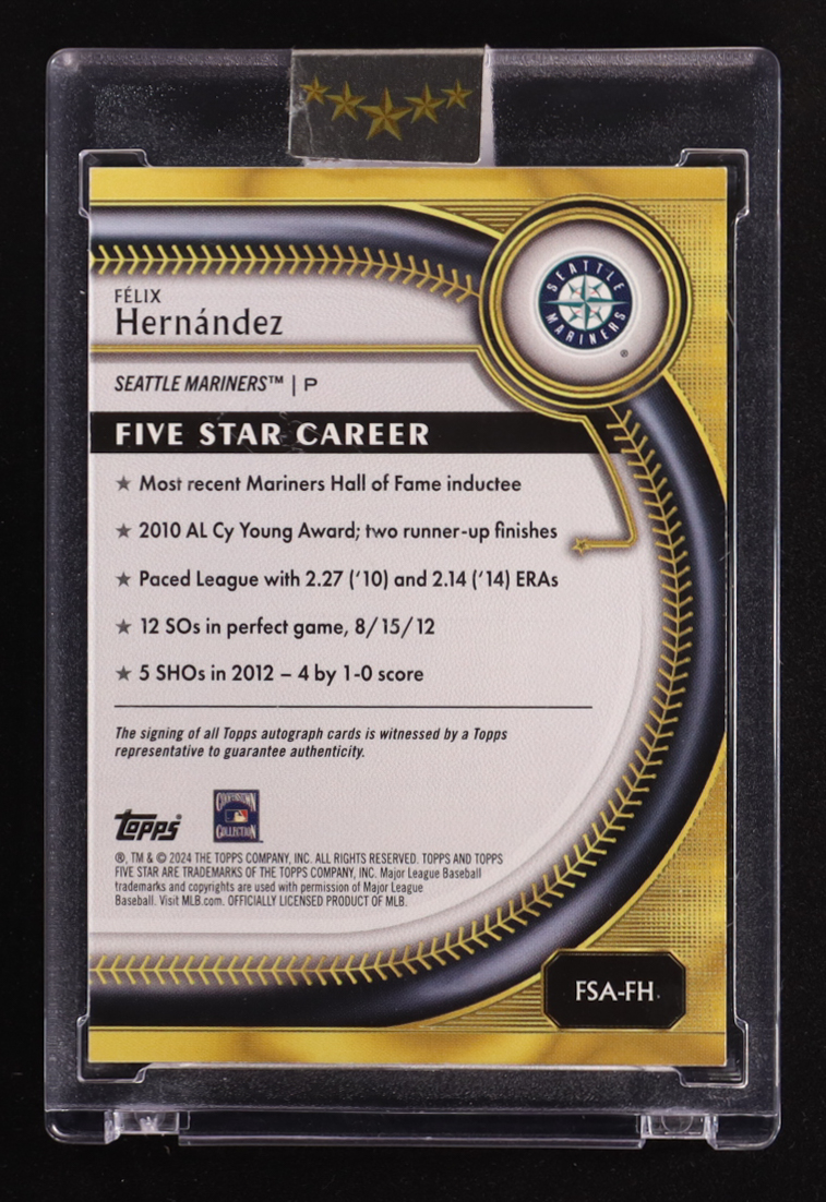 Felix Hernandez 2024 Topps Five Star Career Auto #FSA-FH #08/75 at PristineAuction.com Felix Hernandez 2024 Topps Five Star Career Auto #FSA-FH #08/75 at PristineAuction.com