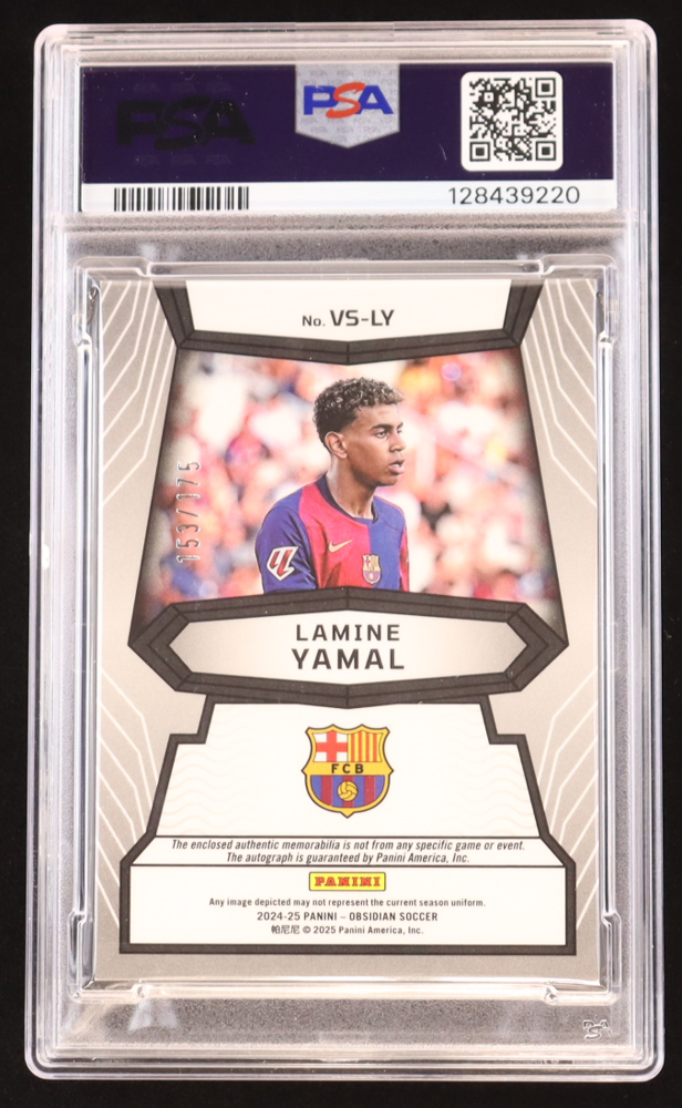 Lamine Yamal 2024-25 Panini Obsidian Volcanic Material Signatures #16 #153/175 RC (PSA 8.5) at PristineAuction.com Lamine Yamal 2024-25 Panini Obsidian Volcanic Material Signatures #16 #153/175 RC (PSA 8.5) at PristineAuction.com