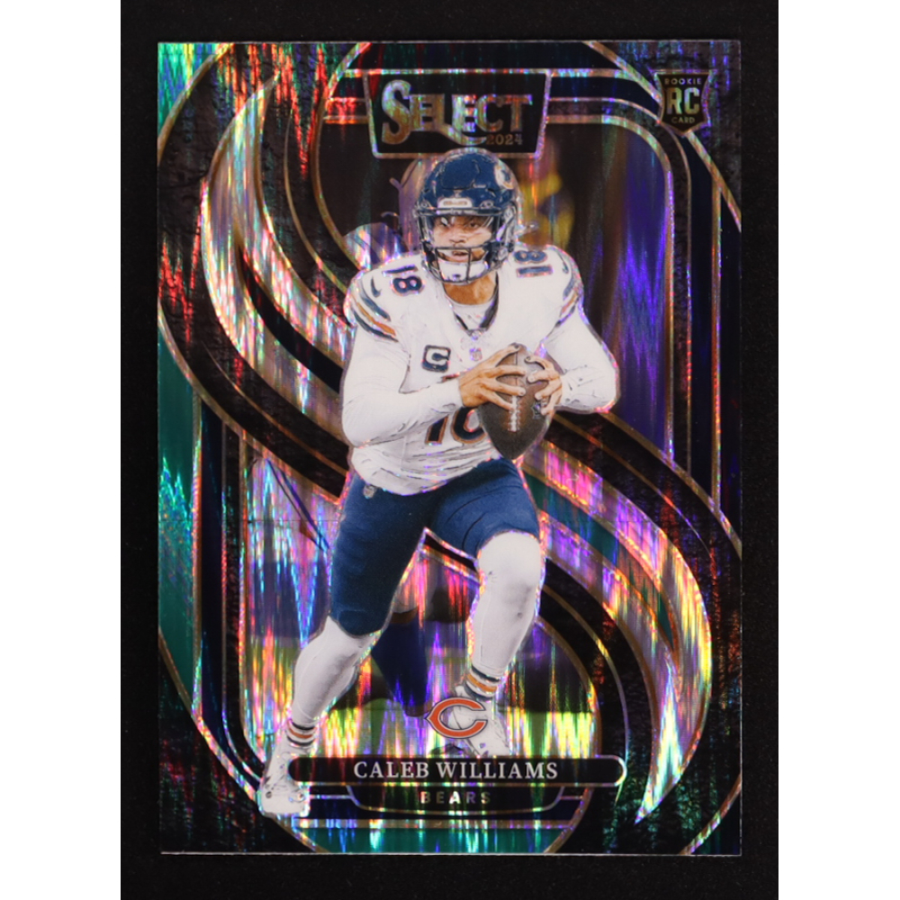 Caleb Williams 2024 Select Prizm Black and Green Shock #114 RC at PristineAuction.com