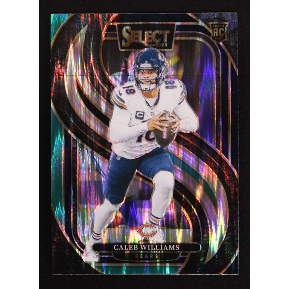 Caleb Williams 2024 Select Prizm Black and Green Shock #114 RC at PristineAuction.com