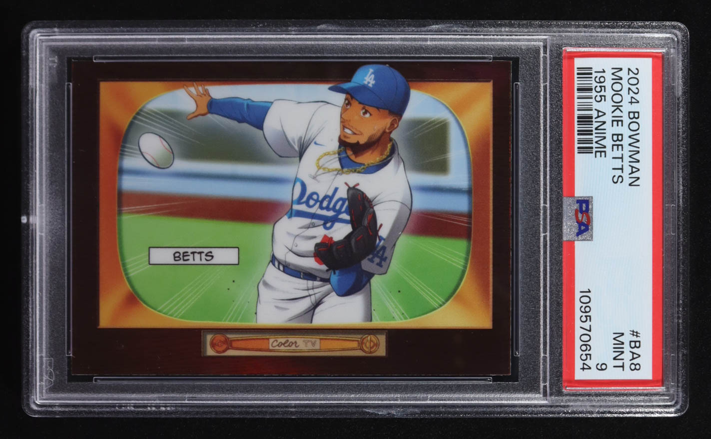 Mookie Betts 2024 Bowman Chrome '55 Bowman Anime #BA8 (PSA 9) at PristineAuction.com Mookie Betts 2024 Bowman Chrome '55 Bowman Anime #BA8 (PSA 9) at PristineAuction.com