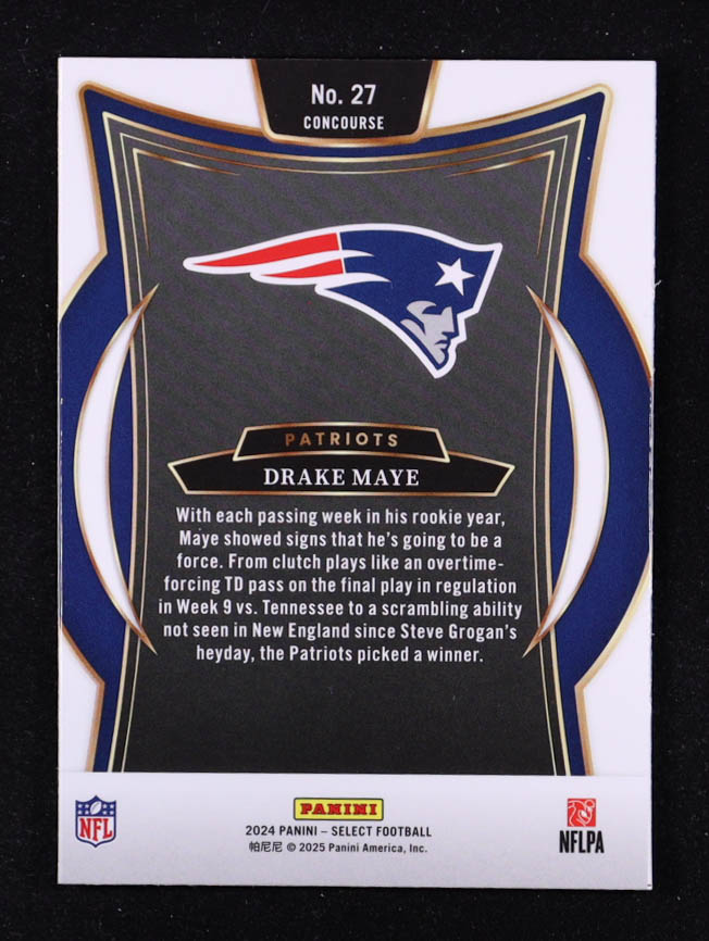 Drake Maye 2024 Select #27 RC at PristineAuction.com Drake Maye 2024 Select #27 RC at PristineAuction.com