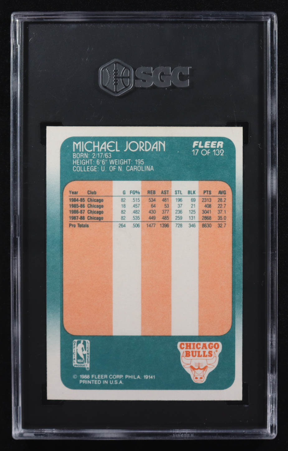Michael Jordan 1988-89 Fleer #17 (SGC 7.5) at PristineAuction.com Michael Jordan 1988-89 Fleer #17 (SGC 7.5) at PristineAuction.com